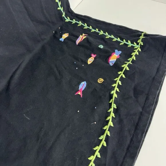 Michael Simon Dress Womens Knit Embroidered Fish Maxi Slit Hem Aquarium Sz S